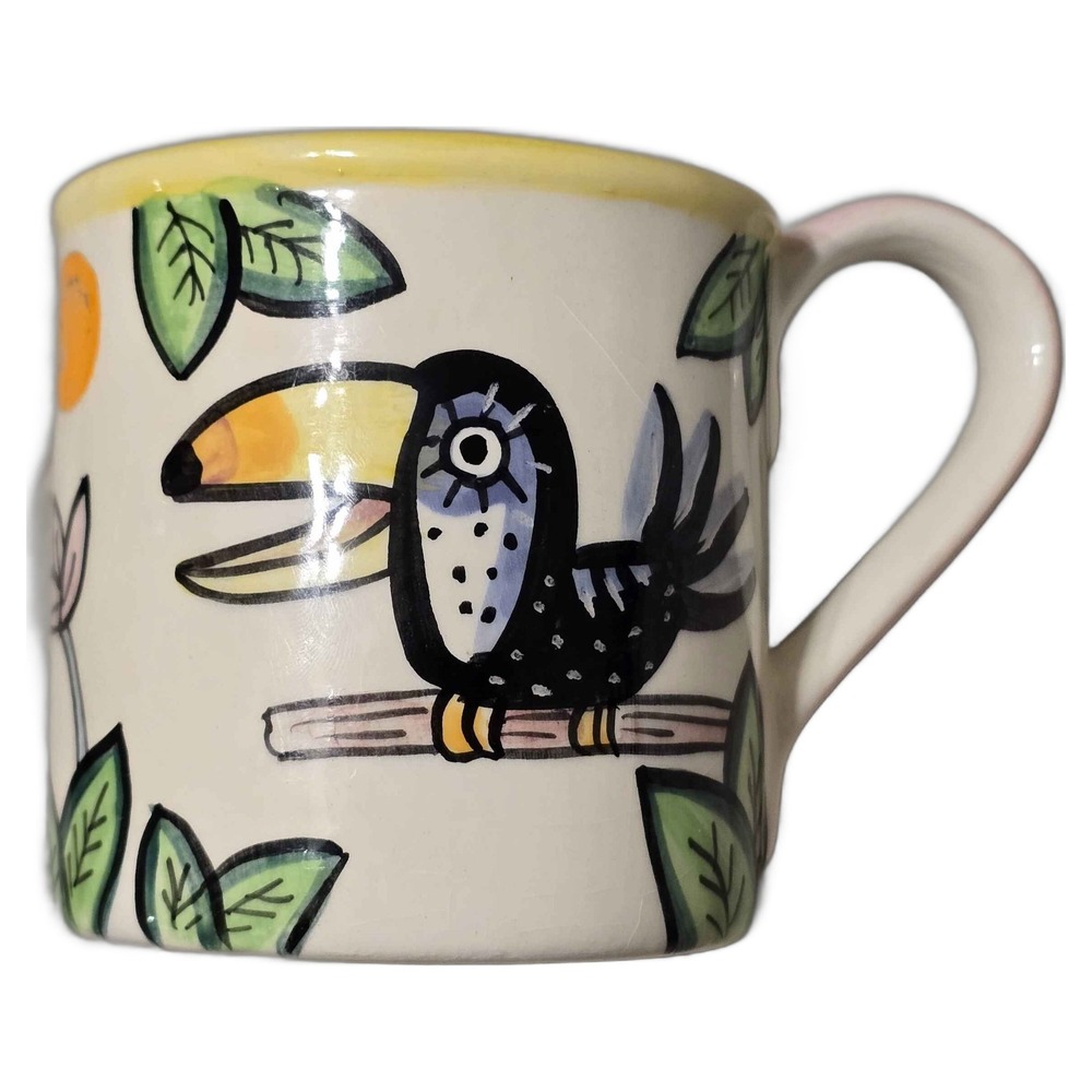 Handmade Carmel 89 Ceramic Jungle Toucan Elephant Coffee Mug Signed Art BIN-E